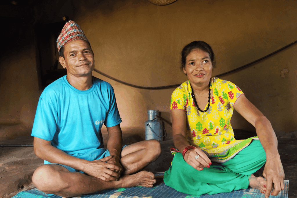 Gita with her brother Name who represents her if Self-Help Group meetings are too far away.