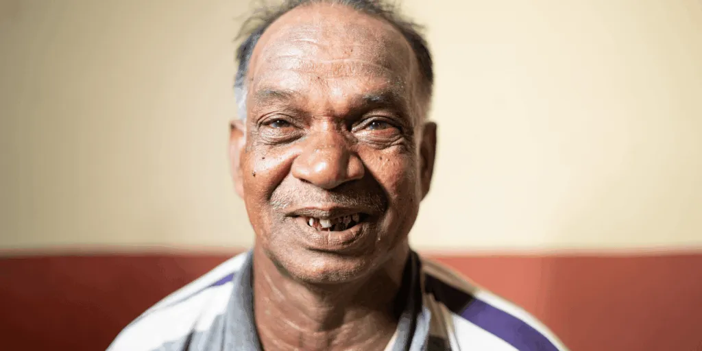 Kumar, a man affected by leprosy, sharing his story