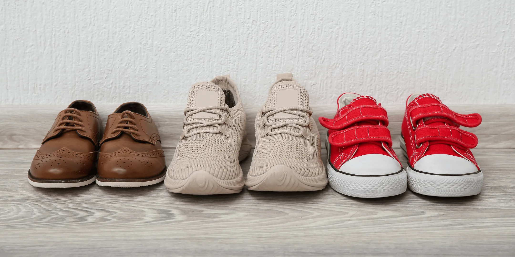 Everyday shoes representing different stages of life and movement