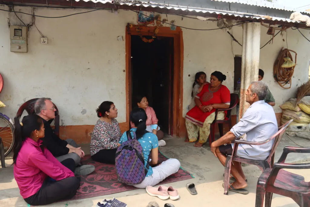 Group of people affected by leprosy with community leaders gathered together in Nepal