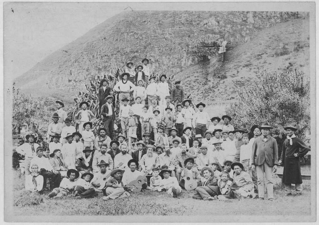 Historic photograph of Kalaupapa settlement on Molokai, Hawaiʻi, where people with leprosy were exiled.