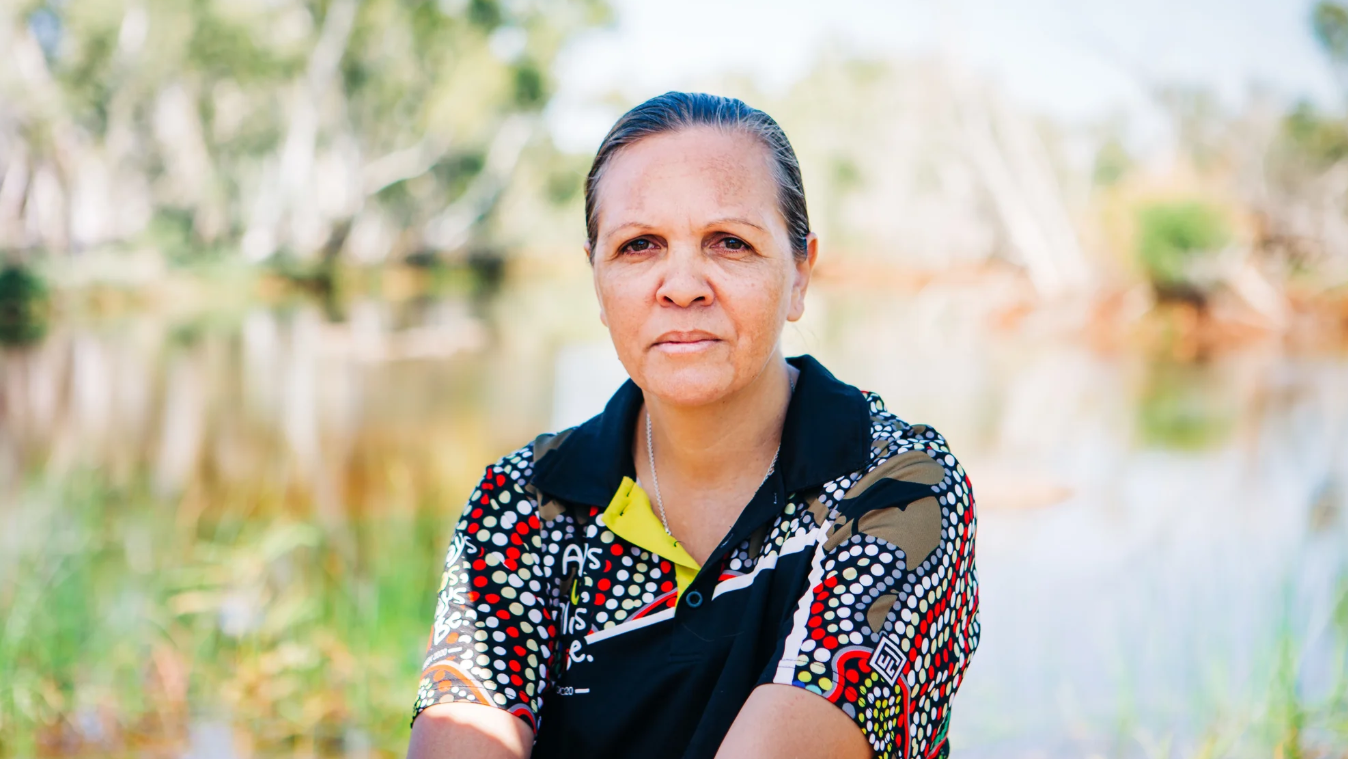 Portrait of First Nations artist Justina Willis, whose Our Country artwork features in The Leprosy Mission Shop's NAIDOC Week collection