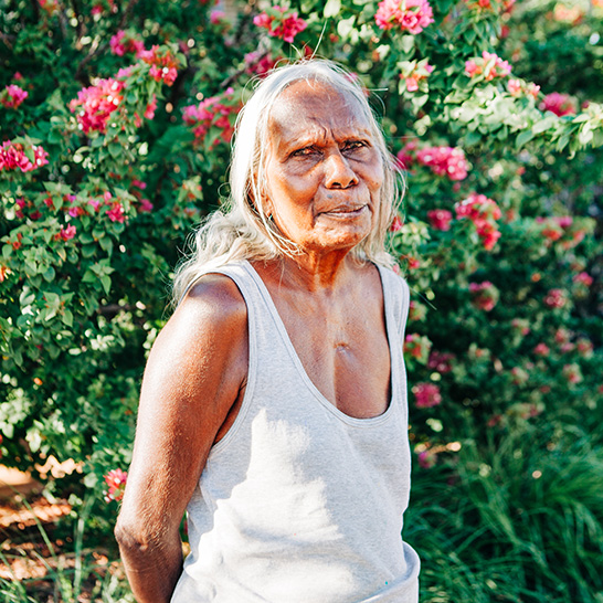 Portrait of First Nations artist Marlene Harold, whose Morning Mist artwork features in The Leprosy Mission Shop's NAIDOC Week collection